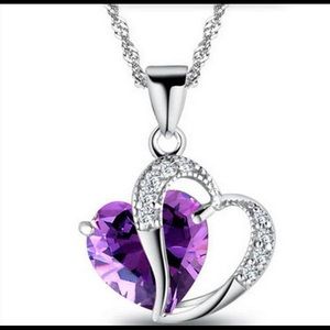 Purple Heart Rhinestone necklace